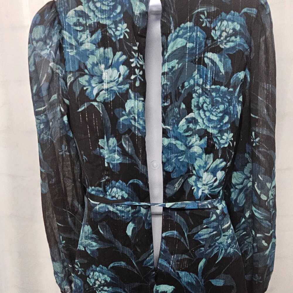 Donna Ricco Midi Dress Goth Whimsigoth Sheer Floral Metallic 4 NWT - Picture 9 of 15